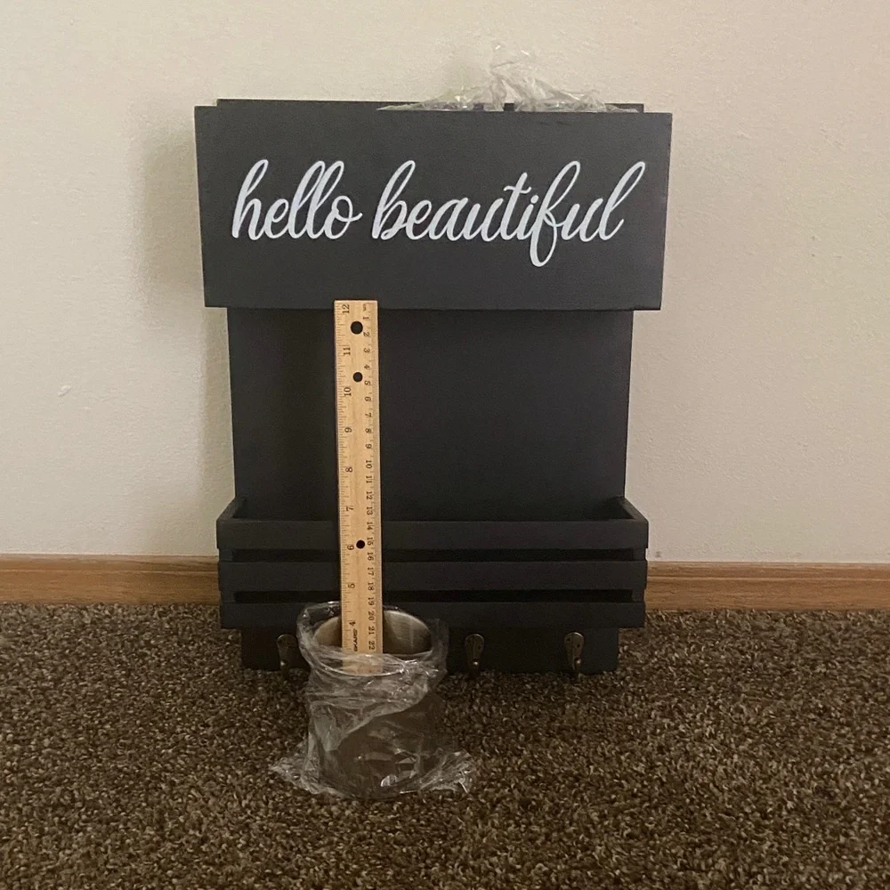 Black Wall Hair Tool Organizer with Hooks